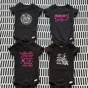 Gerber Black and Pink Bodysuits One Pieces